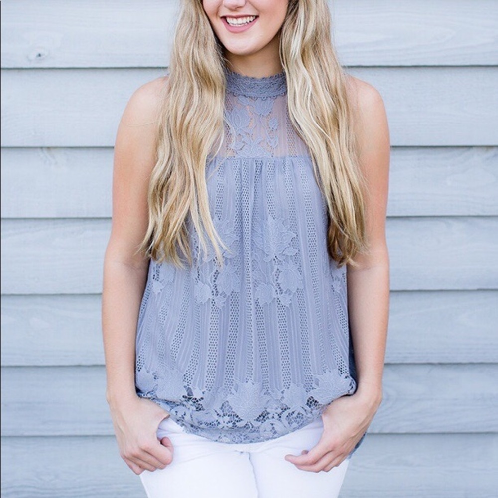 Gray lace tank top-high neck (worn once)